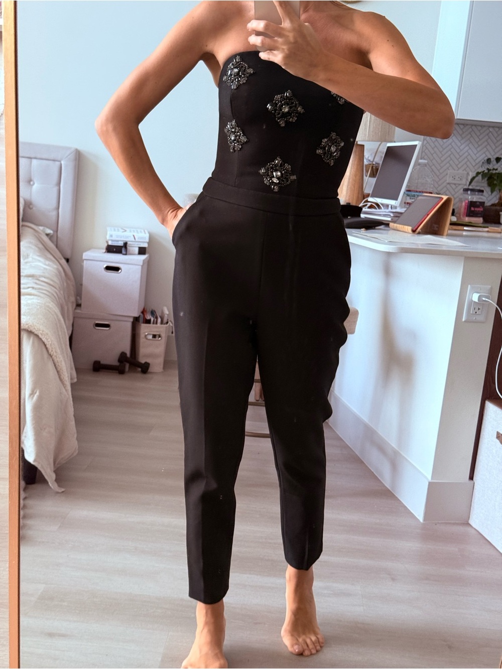 Ted Baker Black Strapless Embellished Jumpsuit - Picture 9 of 14